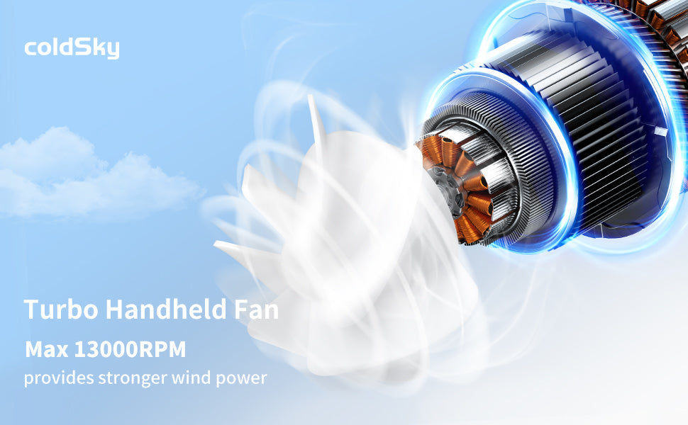 Cold Sky Portable Handheld Fan 6000mAh Battery Operated Cooling Fan 5 Speed Adjustable