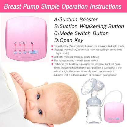 Portable Breast Feeding Pump Nursing Breast Massage With 2 Modes And 9 Suction Levels