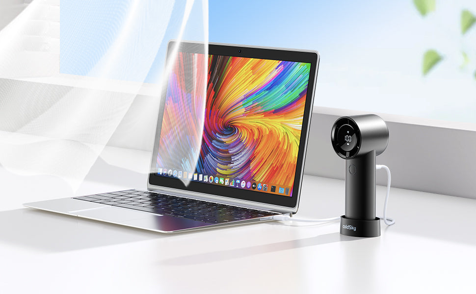 Cold Sky Portable Handheld Fan 6000mAh Battery Operated Cooling Fan 5 Speed Adjustable