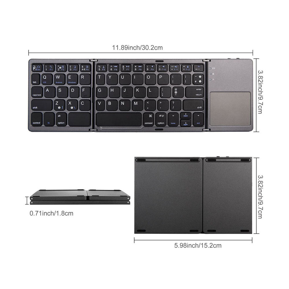 Triple Folding Keyboard for Windows Android IOS iPad Phone