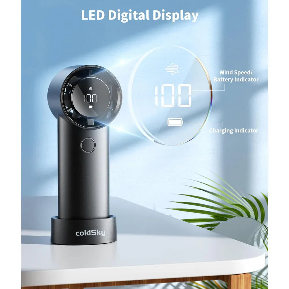 Cold Sky Portable Handheld Fan 6000mAh Battery Operated Cooling Fan 5 Speed Adjustable